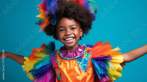 kid celebrating Carnival on isolated background