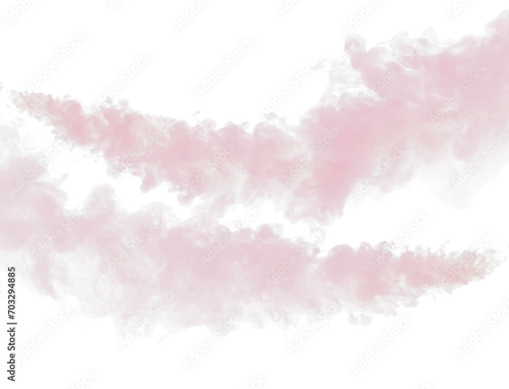 Obraz premium Red Dense Fluffy Puffs of White Smoke and Fog on black Background, Abstract Smoke Clouds, Movement Blurred out of focus. Smoking blows from machine dry ice fly fluttering in Air, effect texture