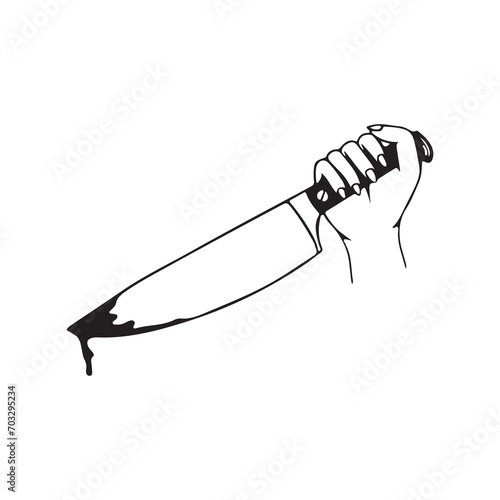 vector illustration of a hand holding a knife