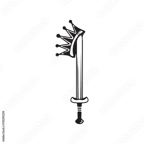 vector illustration of sword with crown