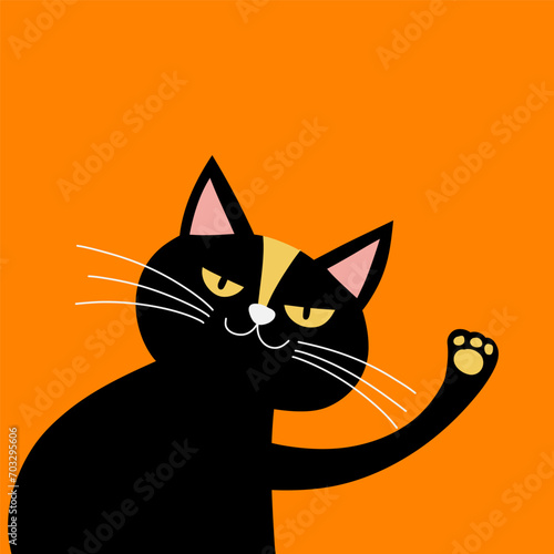 vector flat cute cat illustration with pastel background 