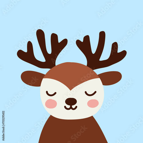 vector flat cute deer illustration with pastel background 