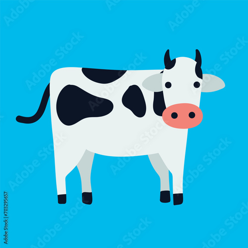 vector flat cute cow illustration with pastel background
