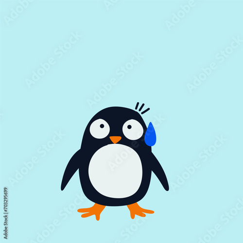 vector flat cute penguine illustration with pastel background  © himiadesign