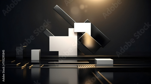 3D style illustration of a stone product podium. AI generative. photo