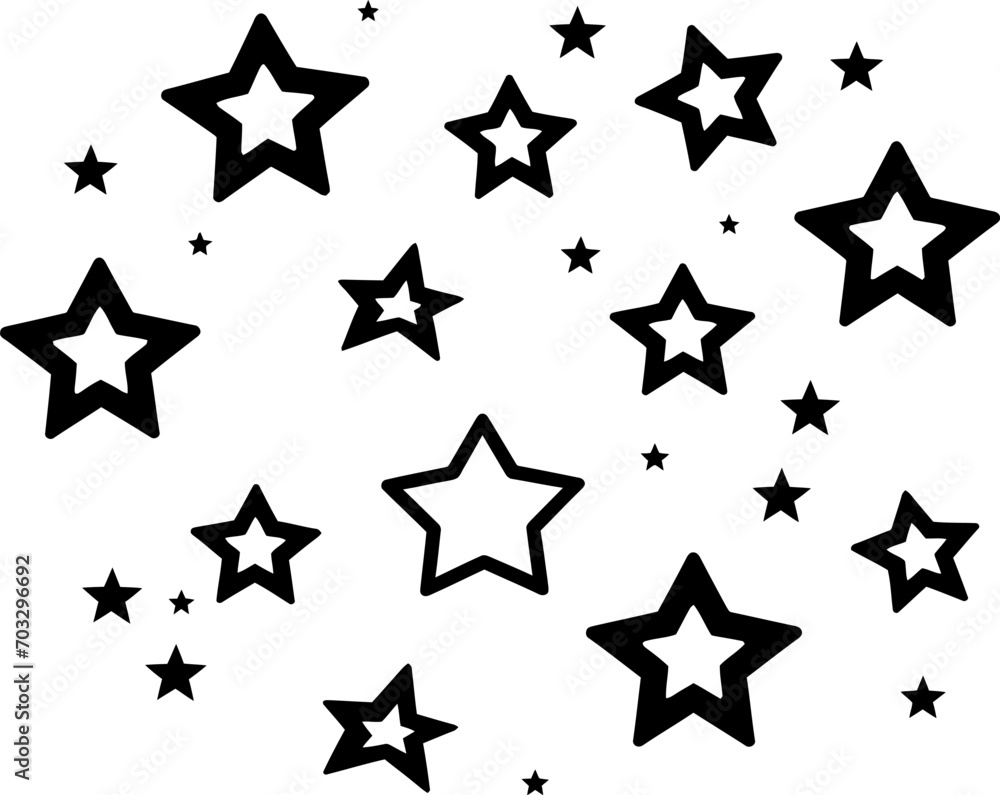 Fototapeta premium Stars sky silhouette icon in black color. Vector template design art.