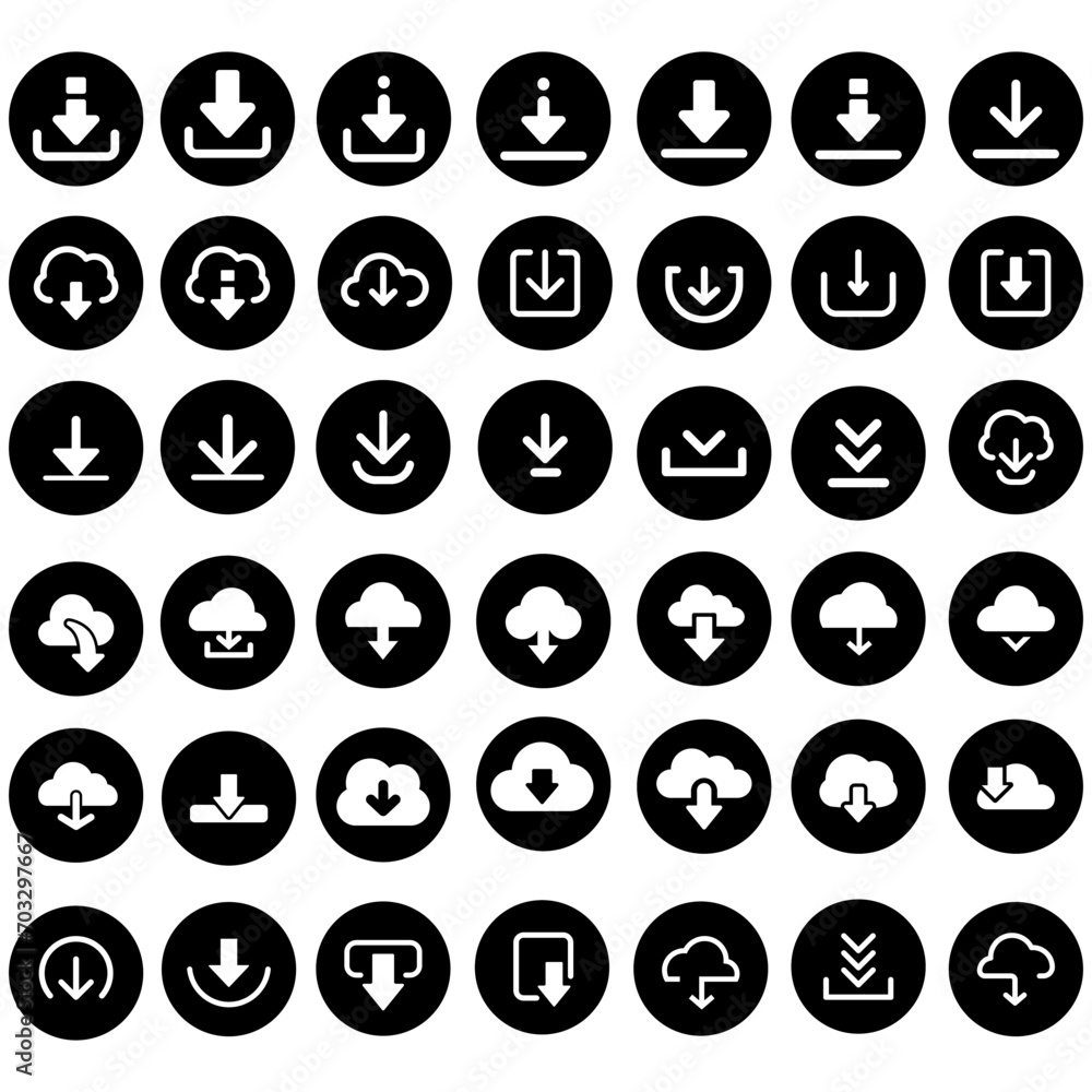 Download icon vector set. Upload button illustration collection. Load symbol or logo. Download icon vector set. Upload button illustration collection. Load symbol or logo.