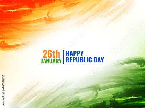 Modern Indian flag theme Republic day 26th january watercolor background