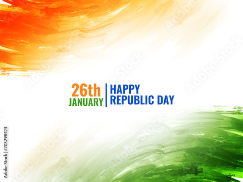 Modern Indian flag theme Republic day 26th january watercolor background