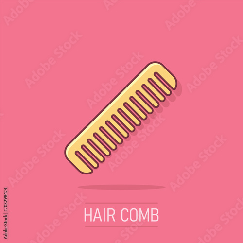 Hair brush icon in comic style. Comb accessory vector cartoon illustration pictogram. Hairbrush business concept splash effect.