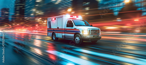 Ambulance first responders rushing to save from fire, accidents and medical emergency