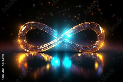 Night radiance Glowing neon infinity symbol signifies eternal, endless possibilities