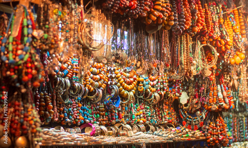 necklaces and bracelets on sale in the colorful oriental markets