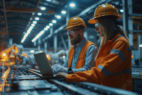 worker working on a laptop industrial