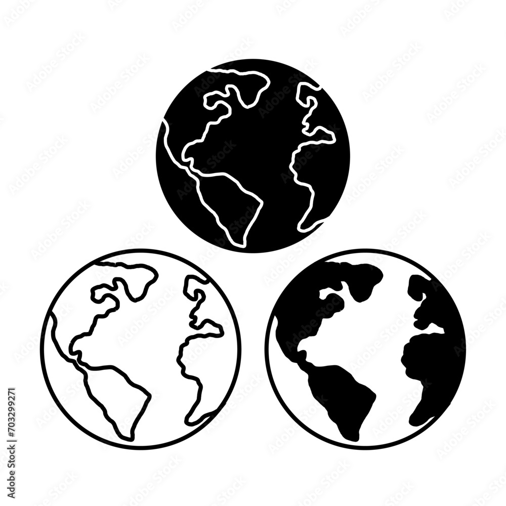 Earth Globe icon, logo. globe icon of web image set Earth Globe icon, logo. globe icon of web image set