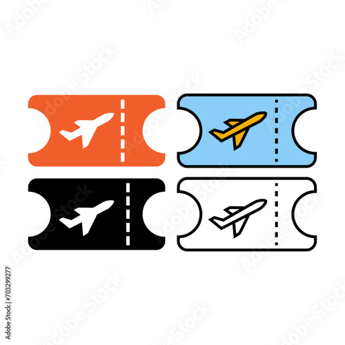  Plane paper ticket icon. Ticket travel journey transportation access priority pass. Aircraft trip entry coupon airline airport.