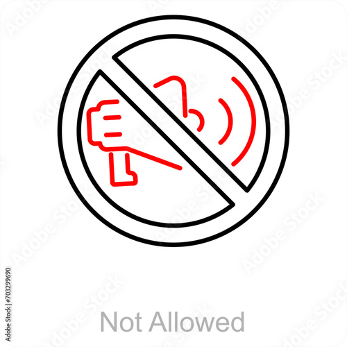 Not Allowed and mute icon concept