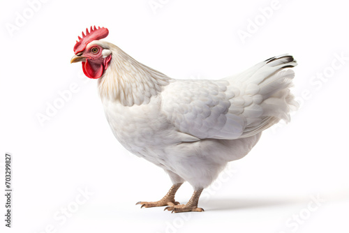 White hen on white background photo