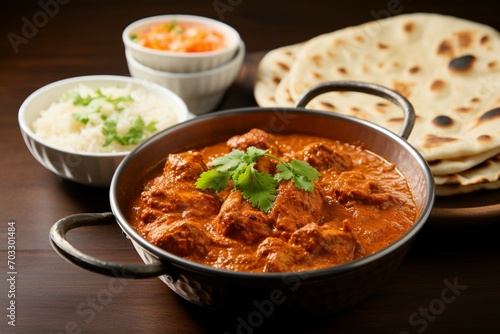 Aromatic chicken tikka masala curry, served with roti or naan