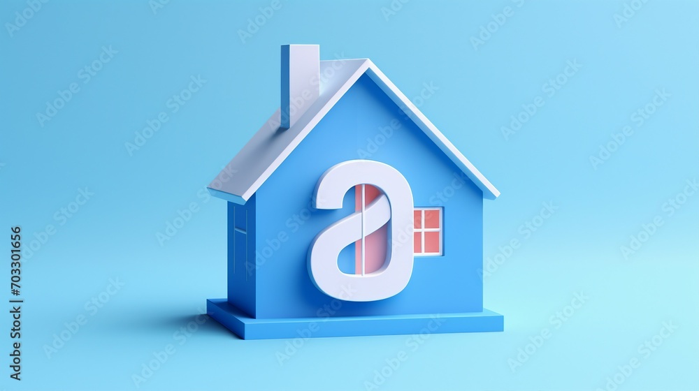Cute Blue Home with 3D House Sale Icon - Modern Dwelling Illustration with Percent Discount Offer for Real Estate and Housing Market Promotion Cute Blue Home with 3D House Sale Icon - Modern Dwelling Illustration with Percent Discount Offer for Real Estate and Housing Market Promotion