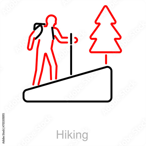 Hiking and hike icon concept