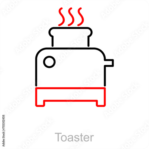 Toaster and bread toaster icon concept 