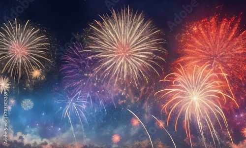 Fireworks on the night sky background © Shamim Akhtar