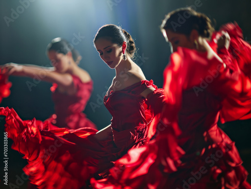 Obraz na płótnie Passionate spanish gypsy national culture dance flamenco performed by a female dancer w salonie
