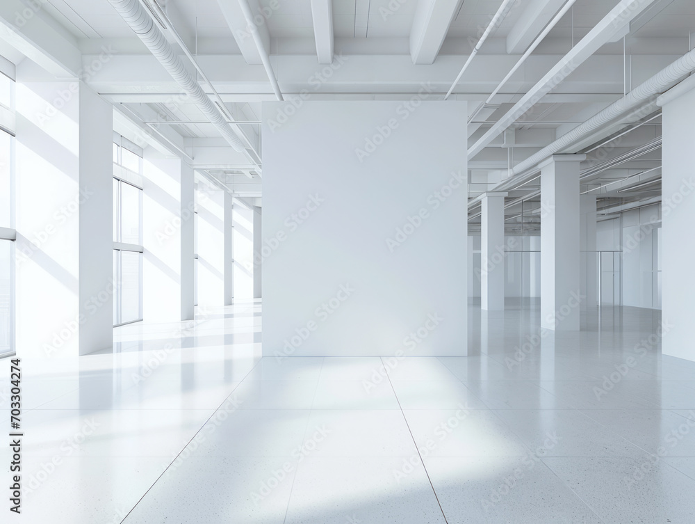 Modern office interior with large windows and dynamic shadows. Contemporary design. Generative AI Modern office interior with large windows and dynamic shadows. Contemporary design. Generative AI