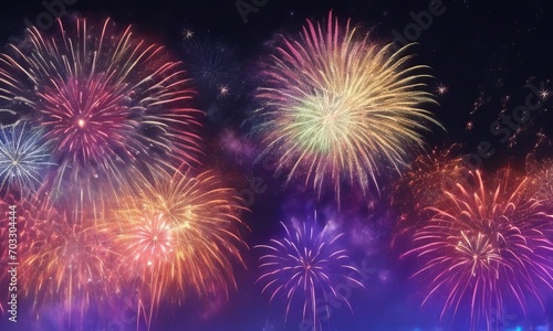 Fireworks on the night sky background