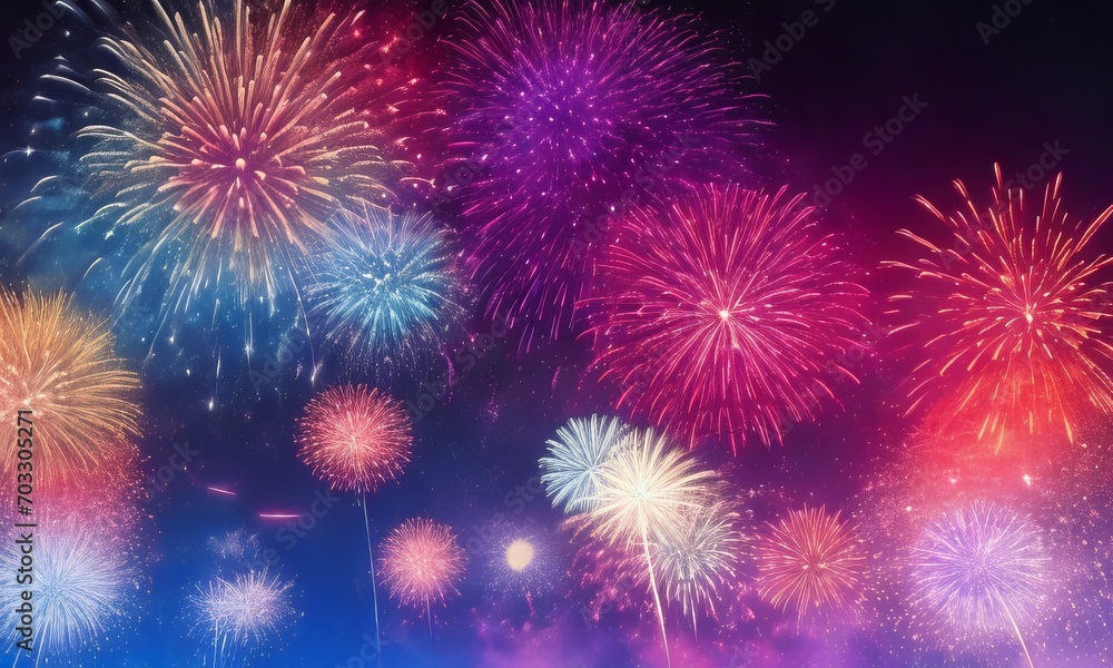 Fireworks on the night sky background Fireworks on the night sky background