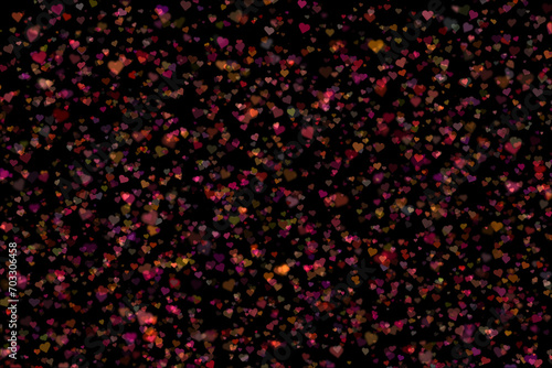 Many colorful hearts on black illustration background. Concept Valentine's day.

