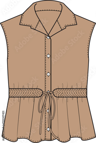 GIRLS WEAR SLEEVELESS WOVEN TOP VECTOR ILLUSTRATION