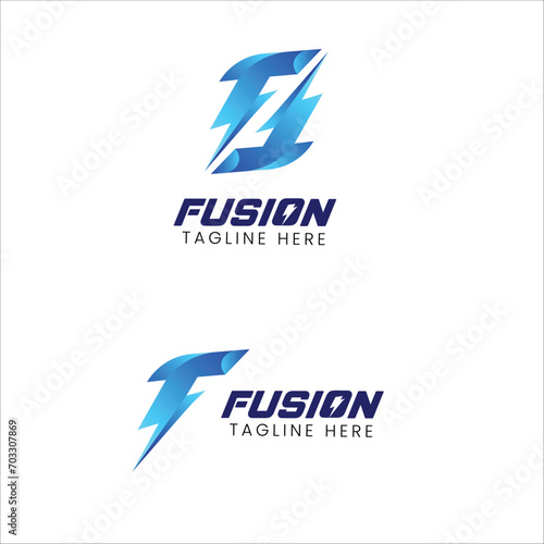 fusion logo design tech logo template