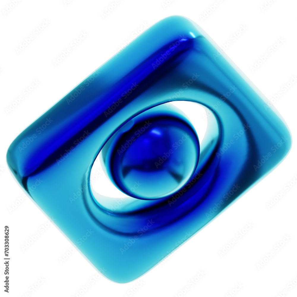 3D Illustration of Y2K Geometric Shape