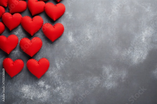 Red hearts on gray background with copy space  Valentine s day Generative AI