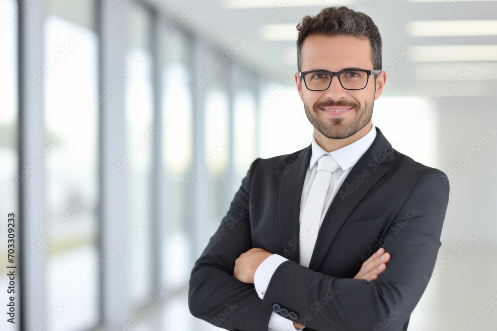 Smiling Middle-aged Businessman with Glasses Smiling Middle-aged Businessman with Glasses