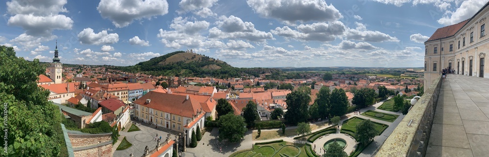 Panorama of the town of Mikulov in the Czech Republic. 