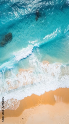 Aerial View of a Sandy Beach with Waves