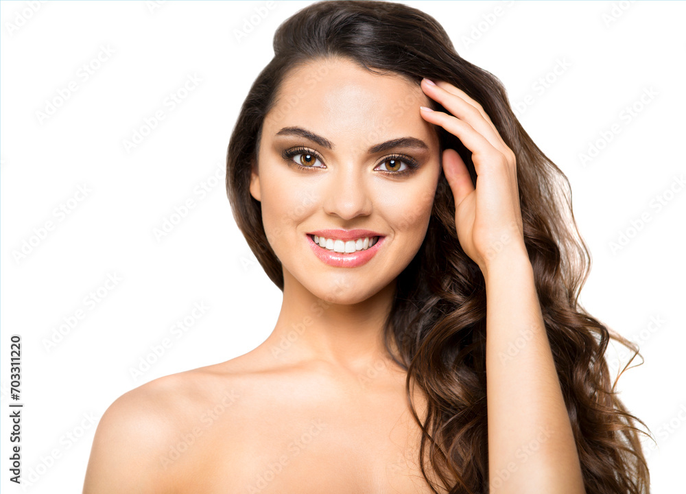Beautiful smiling brunette on white background Beautiful smiling brunette on white background