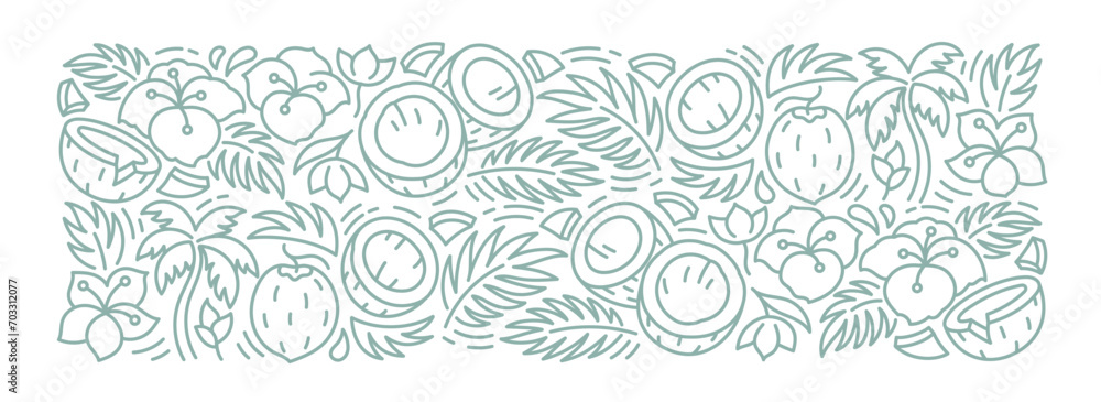 Coconut rectangular background pattern. Editable outline stroke. Vector line. Coconut rectangular background pattern. Editable outline stroke. Vector line.