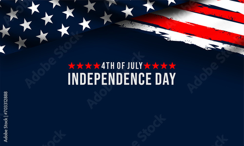 Happy Fourth of july Vector illustration. American Independence Day greeting card, banner, poster with United States flag, stars and stripes. Patriotic calligraphy on blue background. Vector illustrat