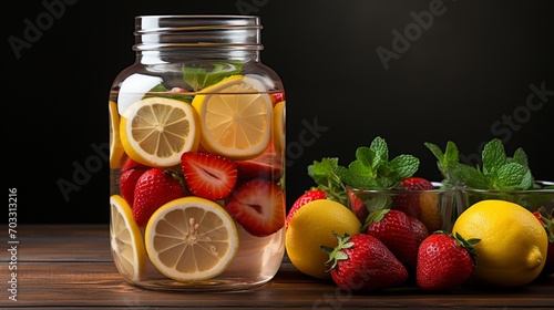 Strawberry infused water fresh natural drink