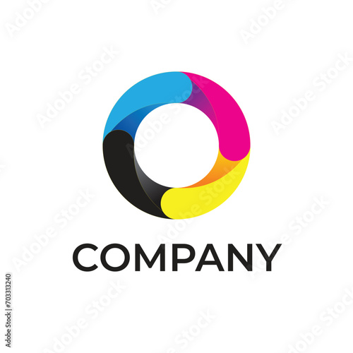 Circle with Moving Shape Color Logo Design Icon Template