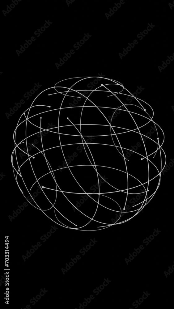 Apstract white sphere made of lines and dots seamless isolated black vertical background Apstract white sphere made of lines and dots seamless isolated black vertical background