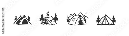 Camping tent icon set. Vector illustration design. photo