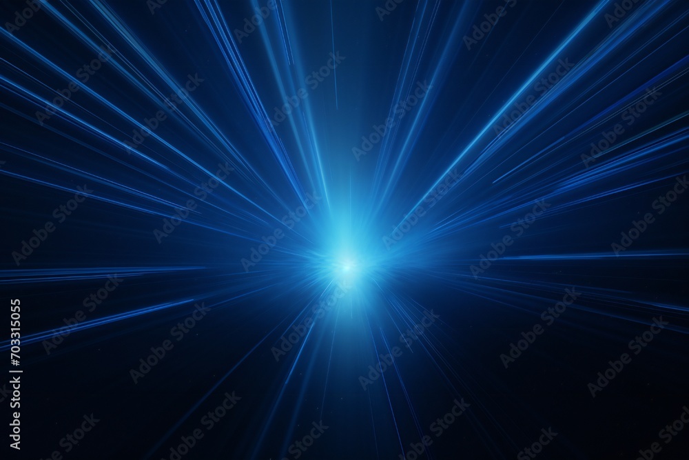 Obraz premium Volumetric light rays on dark blue background Generative AI