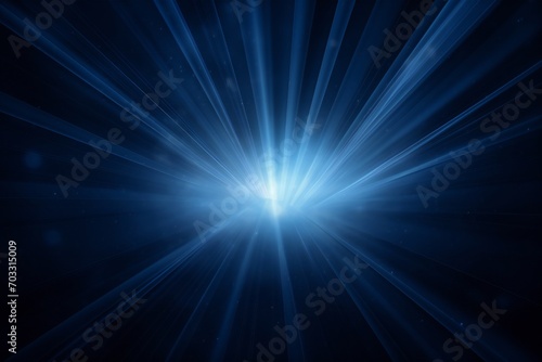 Volumetric light rays on dark blue background Generative AI © LayerAce.com