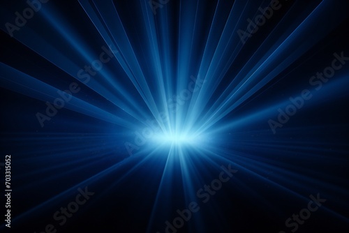 Volumetric light rays on dark blue background Generative AI photo