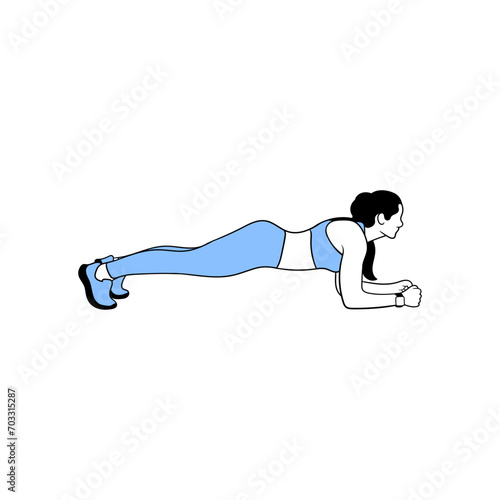 Attractive woman doing stretching exercises flat vector illustration